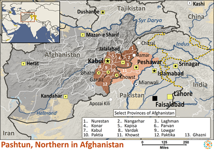 Map of Pashtun, Northern in Afghanistan