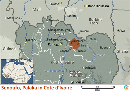 Map of Senoufo, Palaka in Côte d'Ivoire