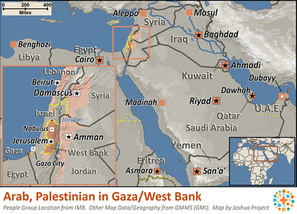 Map of Arab, Palestinian in West Bank / Gaza