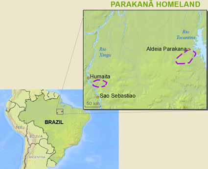 Map of Parakana in Brazil