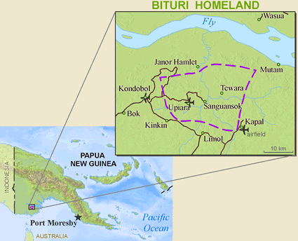 Map of Paswam, Mutum in Papua New Guinea
