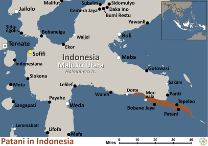 Map of Patani-Maba in Indonesia