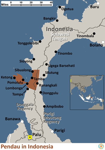 Map of Pendau, Umalasa in Indonesia