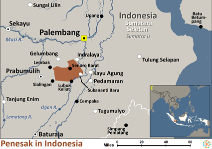 Map of Penesak in Indonesia