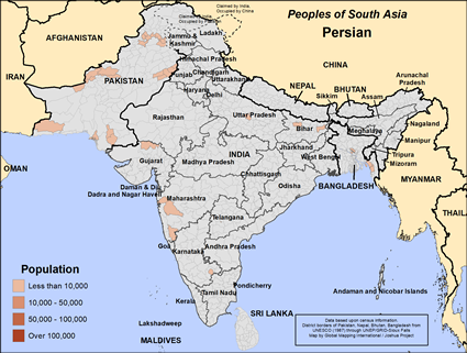 Map of Persian in India