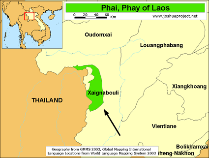 Map of Prai in Laos