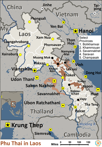 Map of Phu Thai in Laos