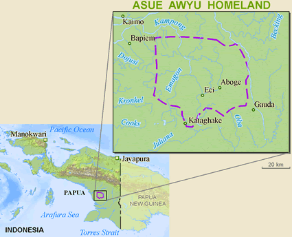 Map of Pisa, Awyu in Indonesia