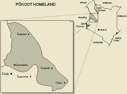 Map of Kalenjin, Pokot in Kenya