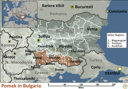 Map of Pomak in Bulgaria