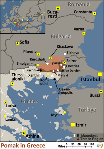 Map of Pomak in Greece