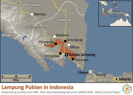 Map of Lampung Pubian in Indonesia