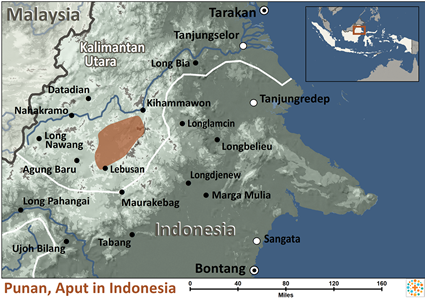 Map of Punan Aput in Indonesia
