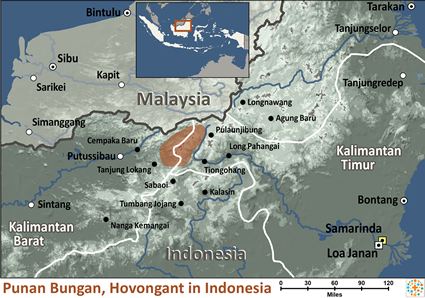 Map of Punan Bungan, Hovongan in Indonesia