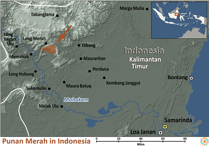 Map of Punan Merah in Indonesia