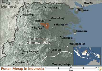 Map of Punan Merap in Indonesia