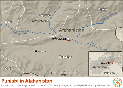 Map of Punjabi in Afghanistan