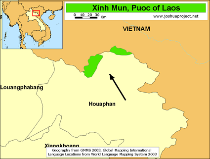 Map of Xinh Mun in Laos