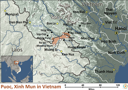 Map of Xinh Mun in Vietnam