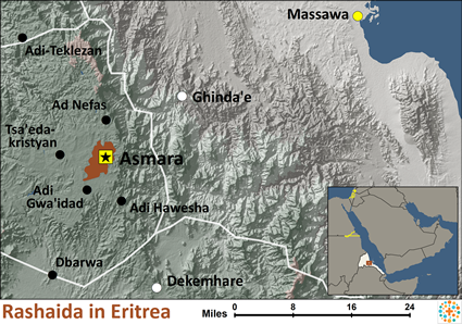 Map of Rashaida in Eritrea