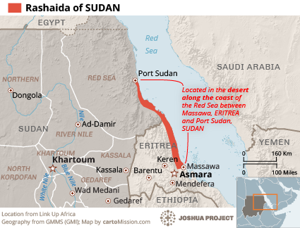 Map of Rashaida in Sudan
