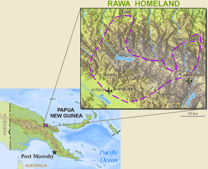 Map of Rawa, Erewa in Papua New Guinea
