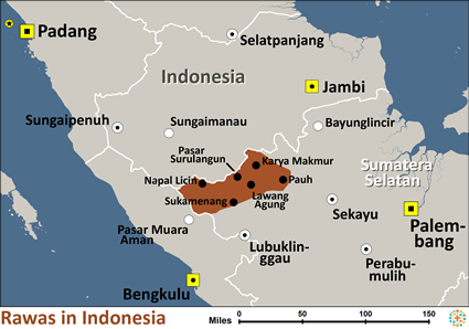 Map of Rawas in Indonesia