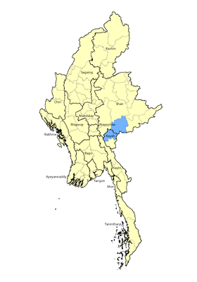 Map of Kayah (Eastern) in Myanmar (Burma)