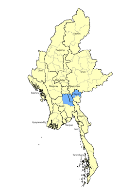 Map of Karen, Bwe in Myanmar (Burma)