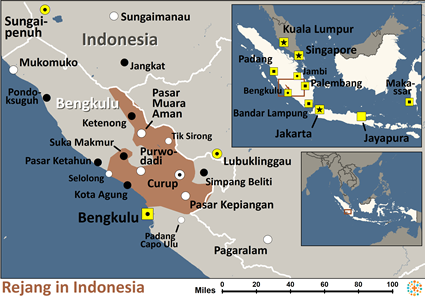 Map of Rejang in Indonesia