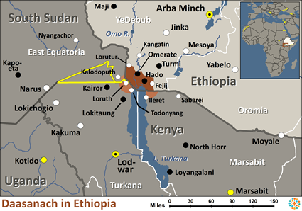 Map of Daasanach in Ethiopia