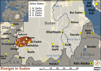 Map of Rizeigat in Sudan