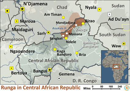 Map of Runga in Central African Republic