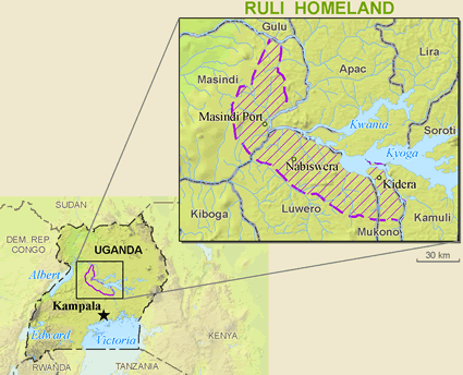 Map of Baruli in Uganda