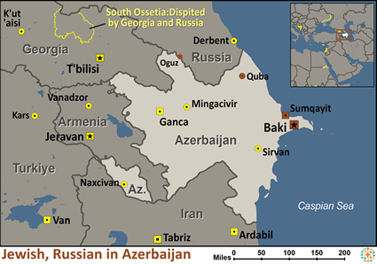 Map of Jewish, Russian in Azerbaijan