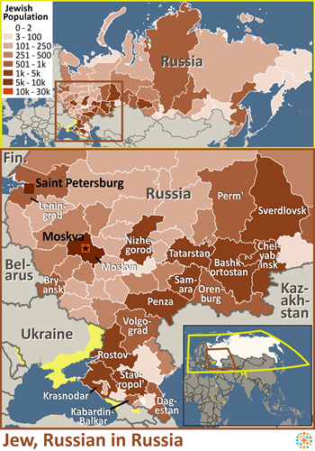 Map of Jewish, Russian in Russia