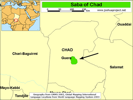 Map of Saba in Chad