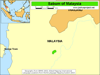 Map of Sabum in Malaysia