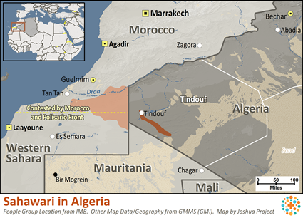 Map of Sahrawi in Algeria