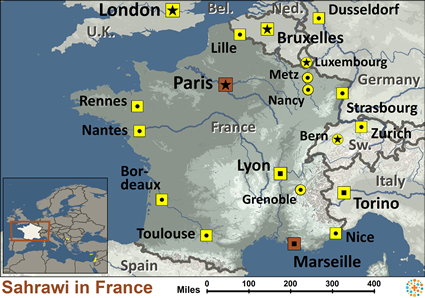 Map of Sahrawi in France