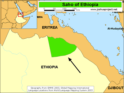 Map of Saho, Irob in Ethiopia