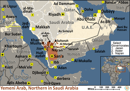 Map of Arab, Northern Yemeni in Saudi Arabia