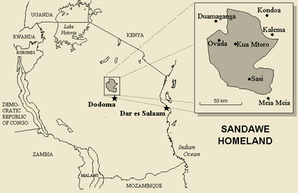 Map of Sandawe in Tanzania