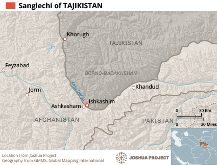 Map of Sanglechi in Tajikistan