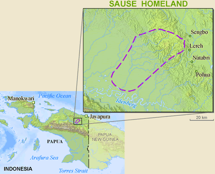Map of Sause in Indonesia