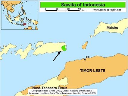 Map of Sawila in Indonesia