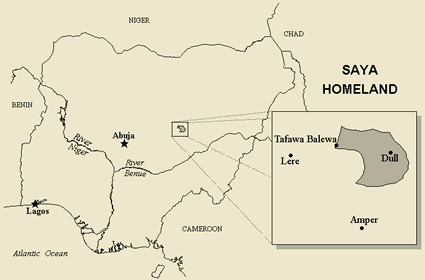 Map of Zaar, Sayawa in Nigeria