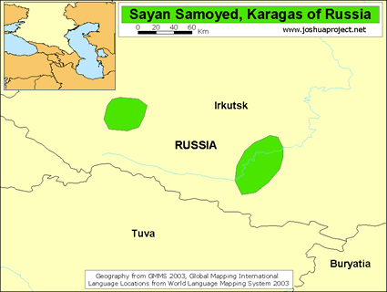 Map of Tofalar in Russia