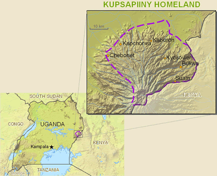 Map of Sebei in Uganda