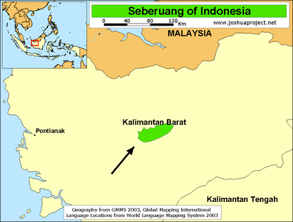 Map of Seberuang in Indonesia